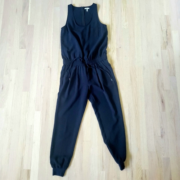 JOIE Black Mardalina Sleeveless Crepe Drawsting Jogger Jumpsuit - Picture 2 of 4